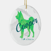 Custom Pastel Blue Shiba Inu Silhouette  Ornament セラミックオーナメント (右)