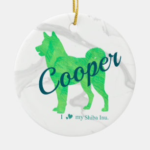 Custom Pastel Blue Shiba Inu Silhouette Ornament セラミックオーナメント