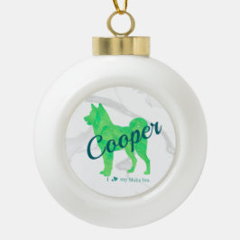 Custom Pastel Blue Shiba Inu Silhouette  Ornament セラミックボールオーナメント