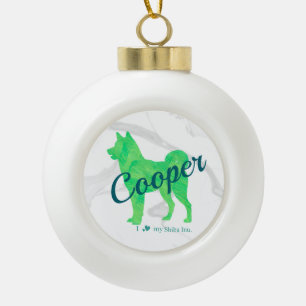Custom Pastel Blue Shiba Inu Silhouette  Ornament セラミックボールオーナメント