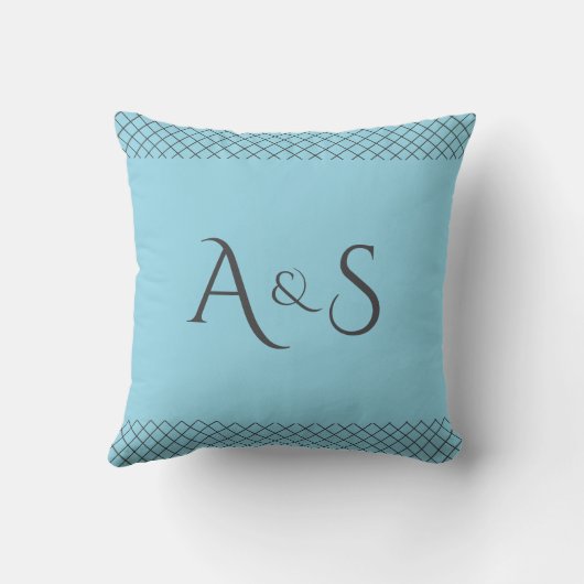 Custom Pastel Blue Throw Pillow | Name & Initials クッション (裏面)