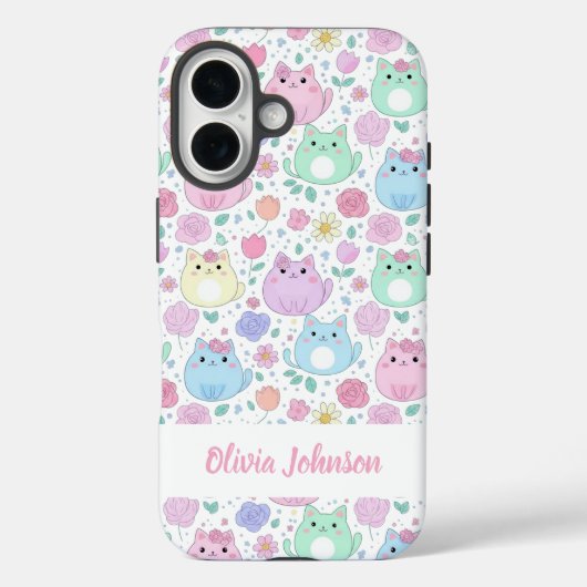 Custom Pastel Cat Pattern Phone Case  Case-Mate iPhoneケース (裏面)