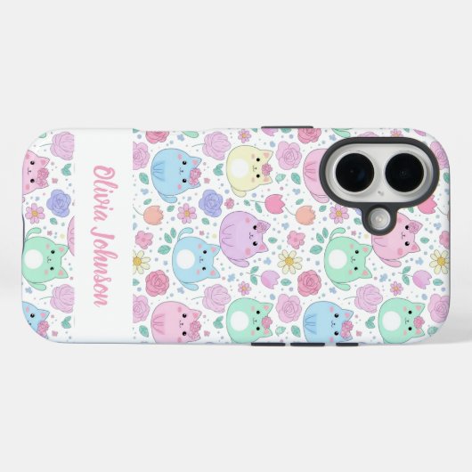 Custom Pastel Cat Pattern Phone Case  Case-Mate iPhoneケース (裏面 (横))