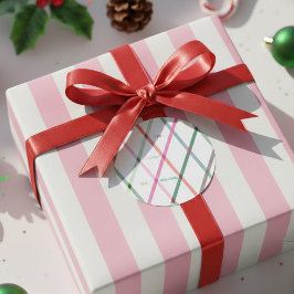 Custom Pastel Checkered Pattern To & From ラウンドシール