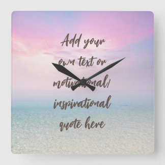 CUSTOM Pastel Dream Beach Motivational Quote スクエア壁時計