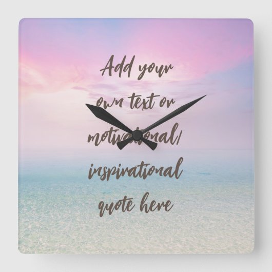 CUSTOM Pastel Dream Beach Motivational Quote スクエア壁時計 (正面)