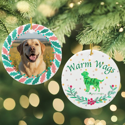 Custom Pastel Green Labrador Retriever Christmas セラミックオーナメント