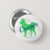 Custom Pastel Green Shiba Inu Silhouette Badge 缶バッジ (正面&裏面)