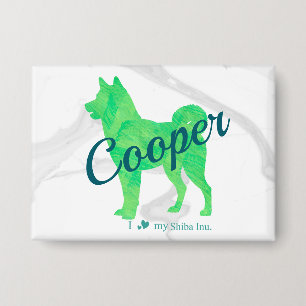 Custom Pastel Green Shiba Inu Silhouette Badge 缶バッジ
