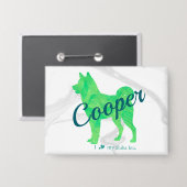 Custom Pastel Green Shiba Inu Silhouette Badge 缶バッジ (正面/裏面)