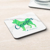 Custom Pastel Green Shiba Inu Silhouette  Coaster コースター (左側)