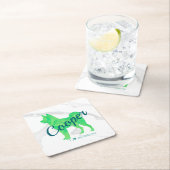 Custom Pastel Green Shiba Inu Silhouette Coaster スクエアペーパーコースター (インサイチュ)