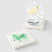 Custom Pastel Green Shiba Inu Silhouette Coaster ストーンコースター (横)