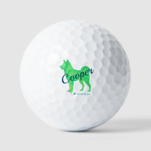 Custom Pastel Green Shiba Inu Silhouette Golf Ball ゴルフボール (正面)
