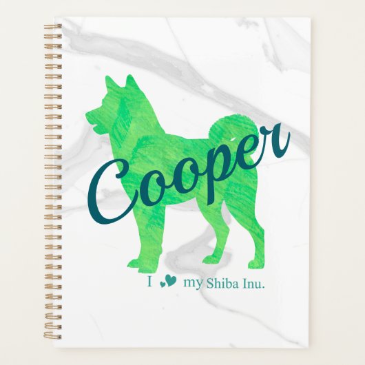 Custom Pastel Green Shiba Inu Silhouette  Notebook プランナー手帳 (正面)