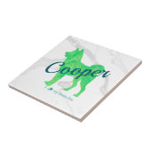 Custom Pastel Green Shiba Inu Silhouette Tile タイル (側面)