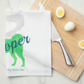 Custom Pastel Green Shiba Inu Silhouette Towel キッチンタオル (四つ折り)