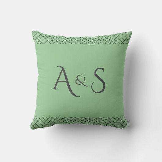 Custom Pastel Green Throw Pillow | Name & Initials クッション (裏面)