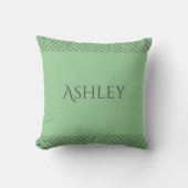 Custom Pastel Green Throw Pillow | Name & Initials クッション (正面)