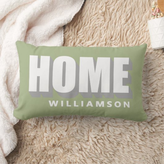 Custom Pastel Green White Home Minimalist Modern  ランバークッション (ブランケット)