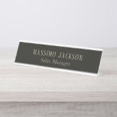 Custom pastel grey personalized minimalist name デスクネームプレート (正面)