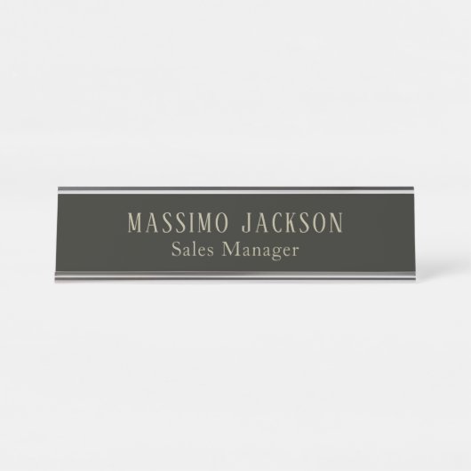 Custom pastel grey personalized minimalist name デスクネームプレート (正面)
