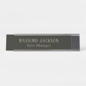 Custom pastel grey personalized minimalist name デスクネームプレート (正面)