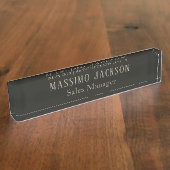 Custom pastel grey personalized minimalist name デスクネームプレート (側面)