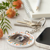 Custom Pastel Orange Cavalier Silhouette Keychain キーホルダー (正面右)