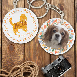 Custom Pastel Orange Cavalier Silhouette Keychain キーホルダー