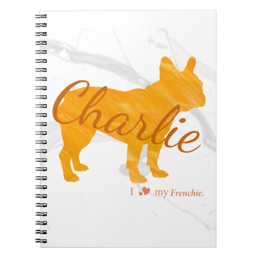Custom Pastel Orange French Bulldog - Frenchie ノートブック (正面)