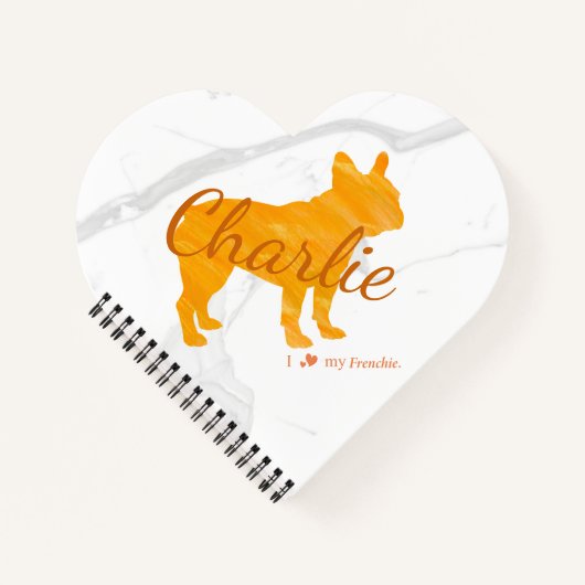 Custom Pastel Orange French Bulldog - Frenchie ノートブック (正面)
