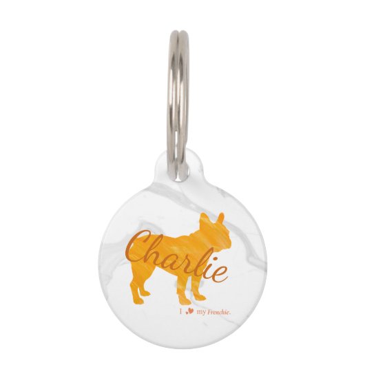 Custom Pastel Orange French Bulldog - Frenchie ペット　ネームタグ (正面)