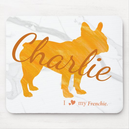 Custom Pastel Orange French Bulldog - Frenchie マウスパッド (正面)