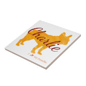Custom Pastel Orange French Bulldog Tile- Frenchie タイル (側面)