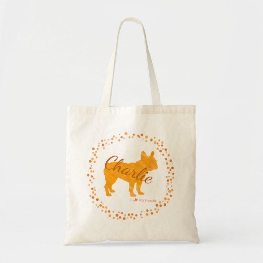 Custom Pastel orange french bulldog tote bag Gift トートバッグ (正面)