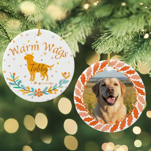 Custom Pastel Orange Labrador Retriever Christmas  セラミックオーナメント