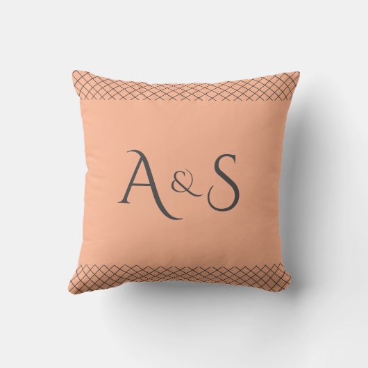 Custom Pastel Orange Throw Pillow Name & Initials クッション (裏面)