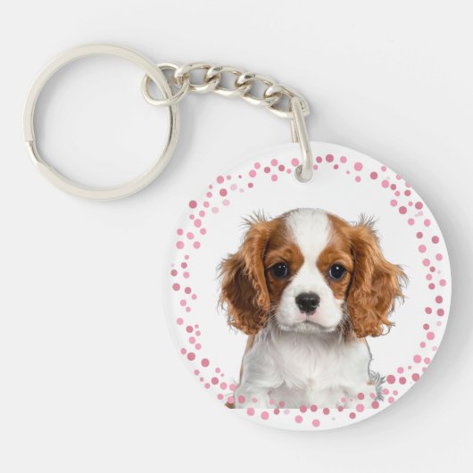 Custom pastel pink cavalier keychain Photo  キーホルダー (正面)