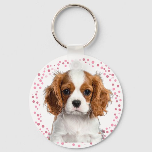 Custom pastel pink cavalier keychain Photo  キーホルダー (正面)
