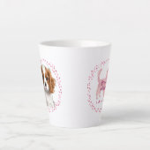 Custom pastel pink cavalier mug Photo Personalized カフェラテマグ (正面)