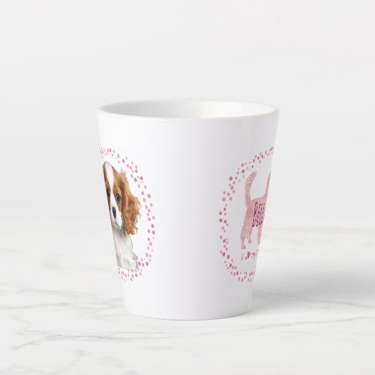 Custom pastel pink cavalier mug Photo Personalized カフェラテマグ (正面)