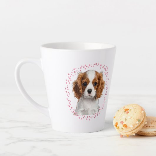 Custom pastel pink cavalier mug Photo Personalized カフェラテマグ (インサイチュ)