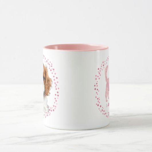 Custom pastel pink cavalier mug Photo Personalized マグカップ (中央)