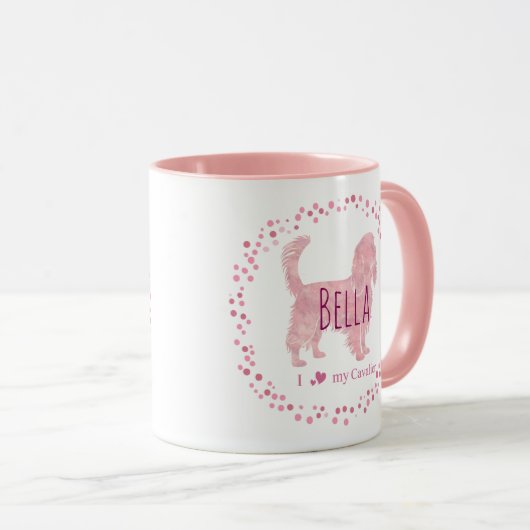 Custom pastel pink cavalier mug Photo Personalized マグカップ (正面右)