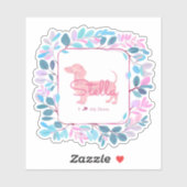 Custom Pastel Pink Dachshund with Botanical Wreath シール (シート)