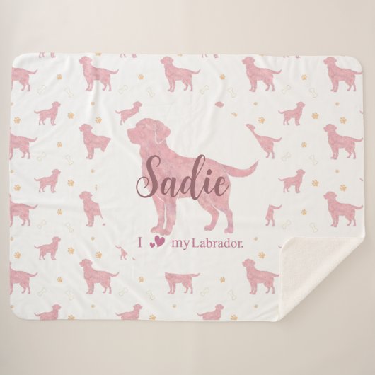 Custom Pastel pink labrador retriever blanket gift シェルパブランケット (正面(横))