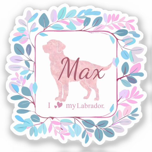 Custom Pastel Pink Labrador Retriever Sticker Gift シール (正面)