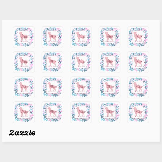 Custom Pastel Pink Labrador Retriever Sticker Gift スクエアシール (シート)