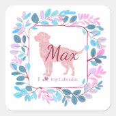 Custom Pastel Pink Labrador Retriever Sticker Gift スクエアシール (正面)